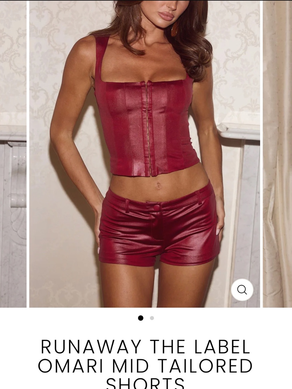 Burgundy Leather Shirt & Short set